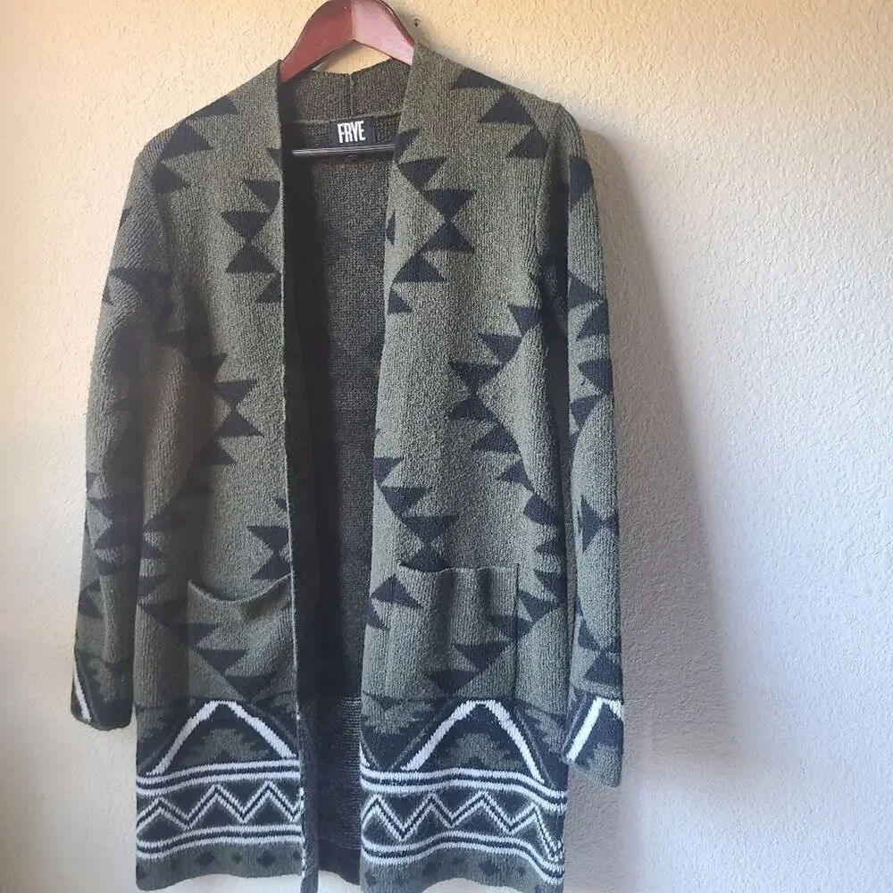 FRYE Women's Geometric Patterned Sweater Cardigan Size S